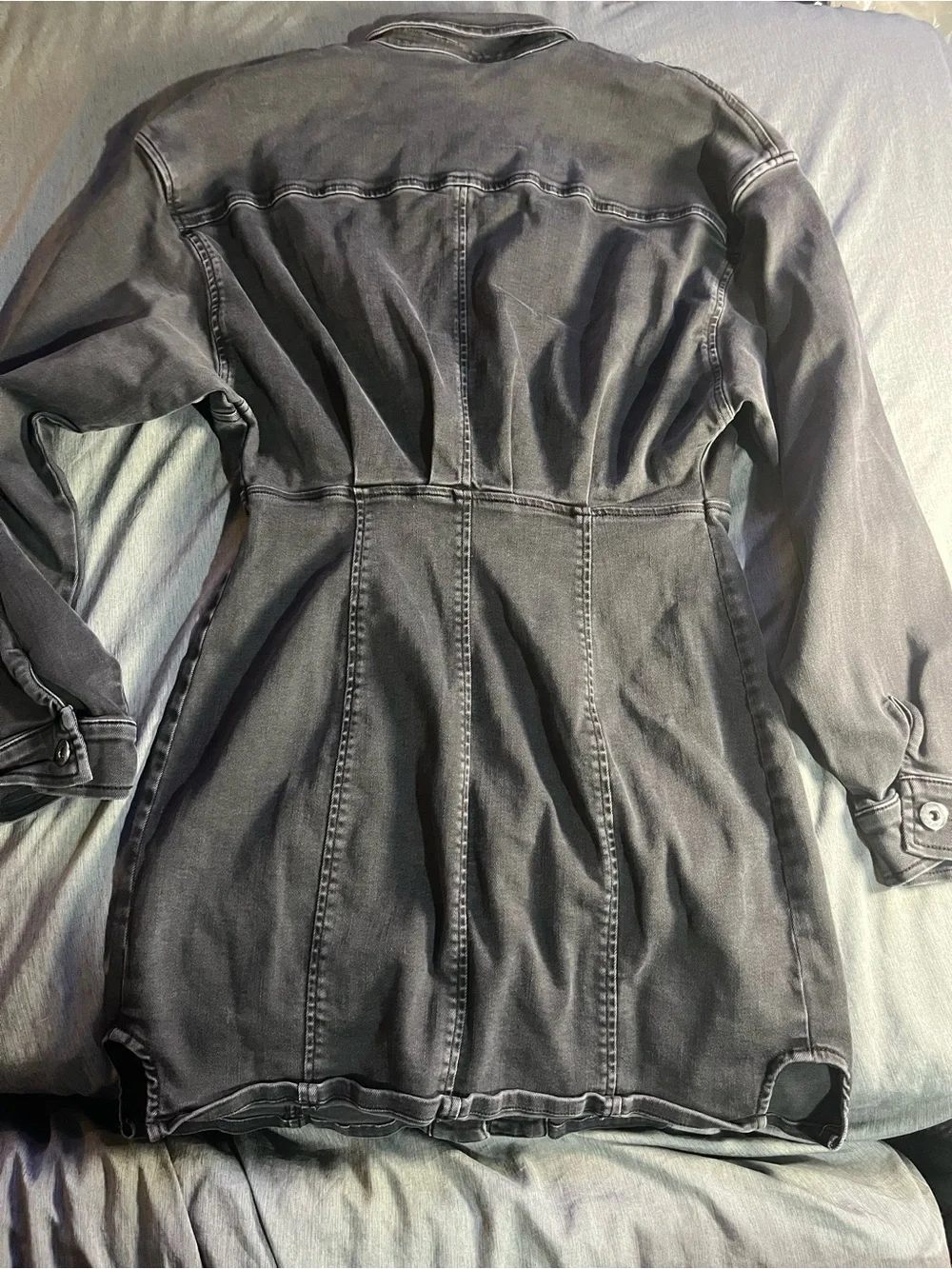 Free People Black Button-Front Denim Jacket Dress 4